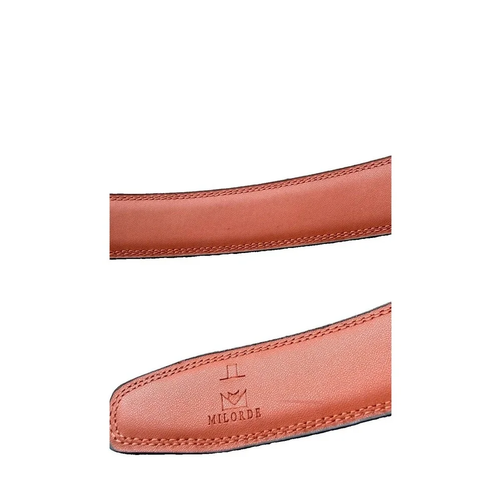 Milorde Men's Size 32 Brown Genuine Leather Dress Belt
